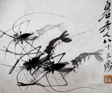 Qi Baishi Painting - Qi Baishi shrimp 1 old China ink